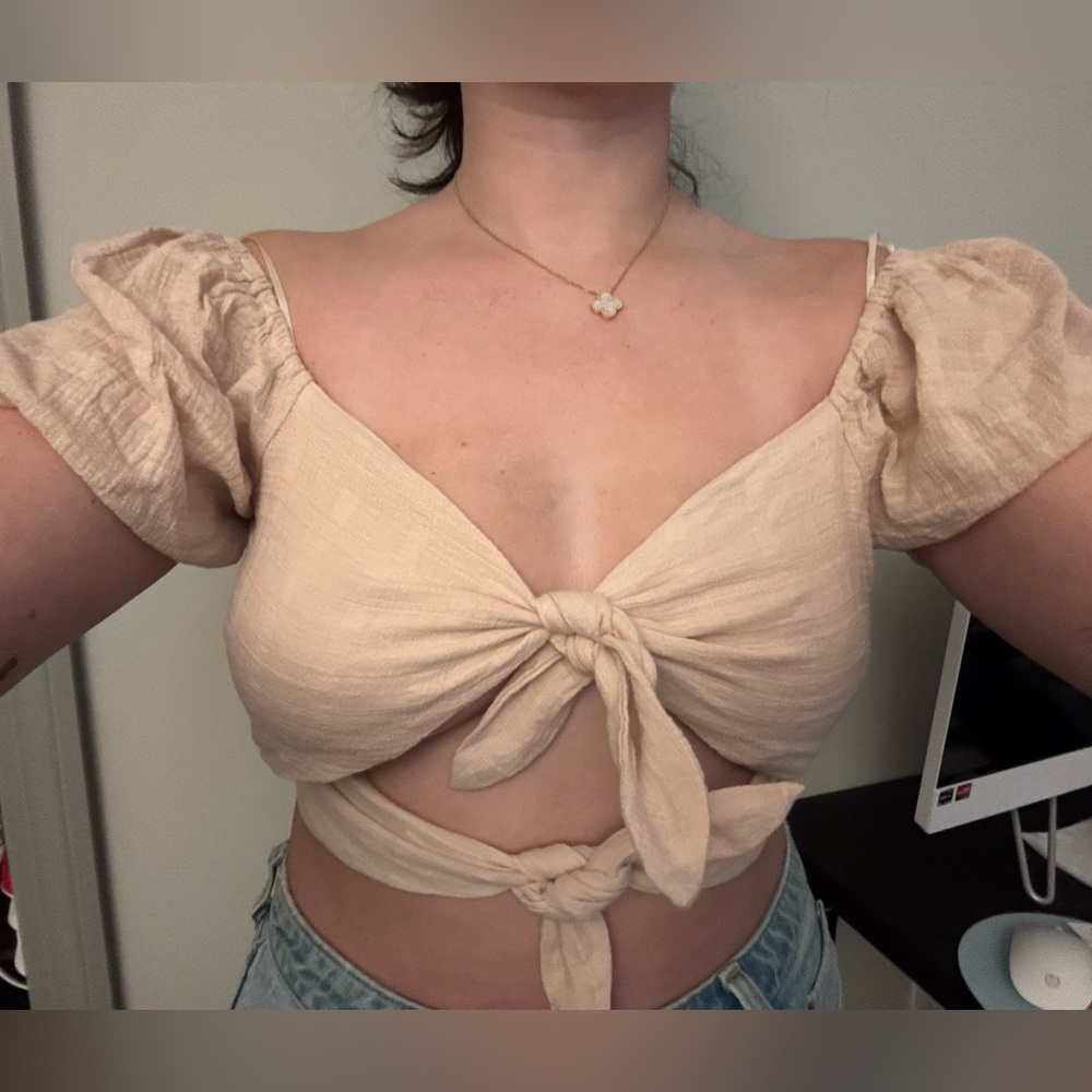 Cotton Candy Women's Puff Sleeve Crop Top